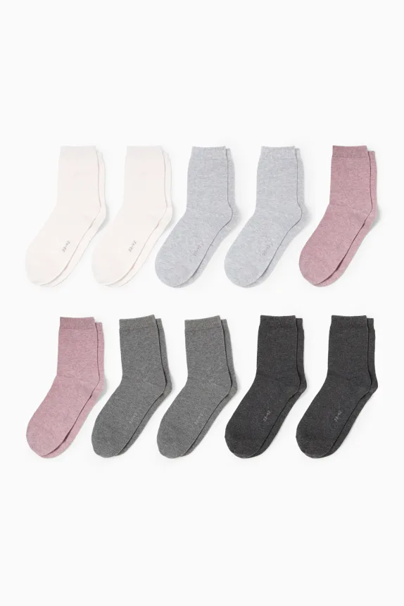 Multipack of 10 - socks gray / rose