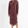 Viscose shirt dress - striped bordeaux