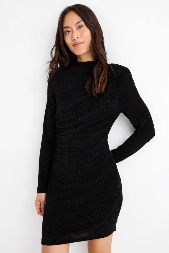 Bodycon dress with rhinestones black