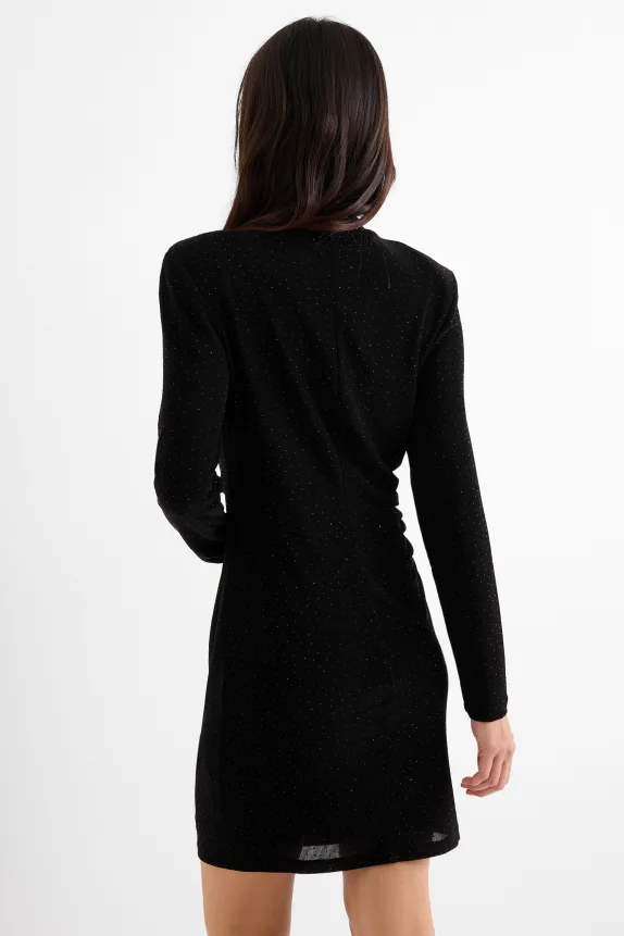 Bodycon dress with rhinestones black