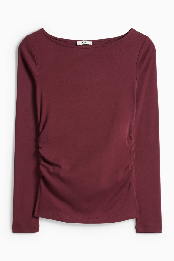 Long sleeve top - slim fit bordeaux
