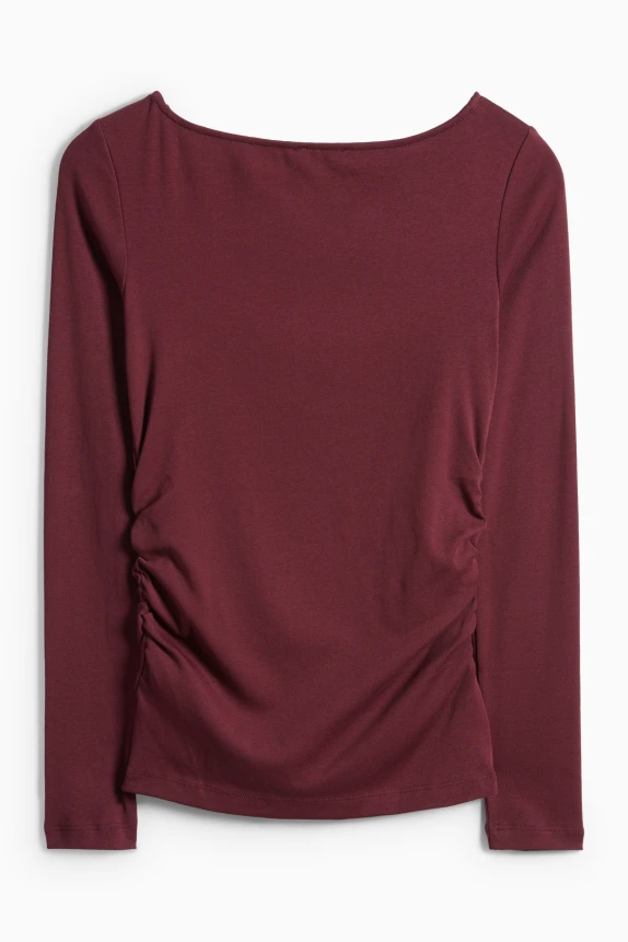 Long sleeve top - slim fit bordeaux