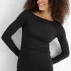 Long sleeve top - slim fit black