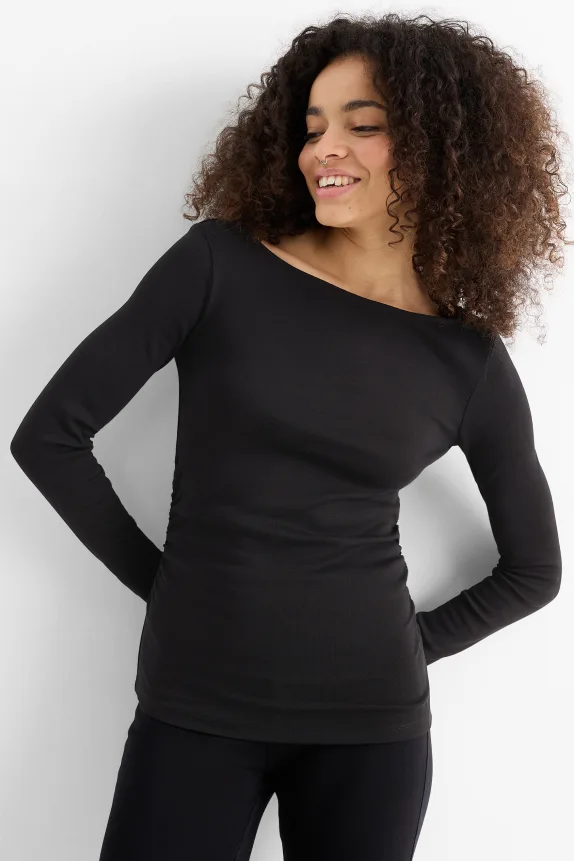 Long sleeve top - slim fit black