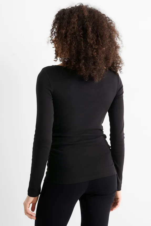 Long sleeve top - slim fit black