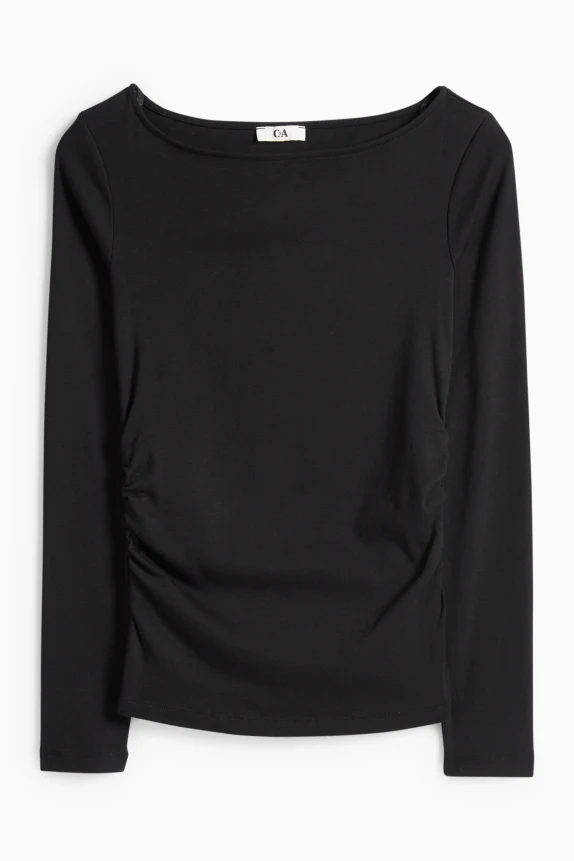 Long sleeve top - slim fit black