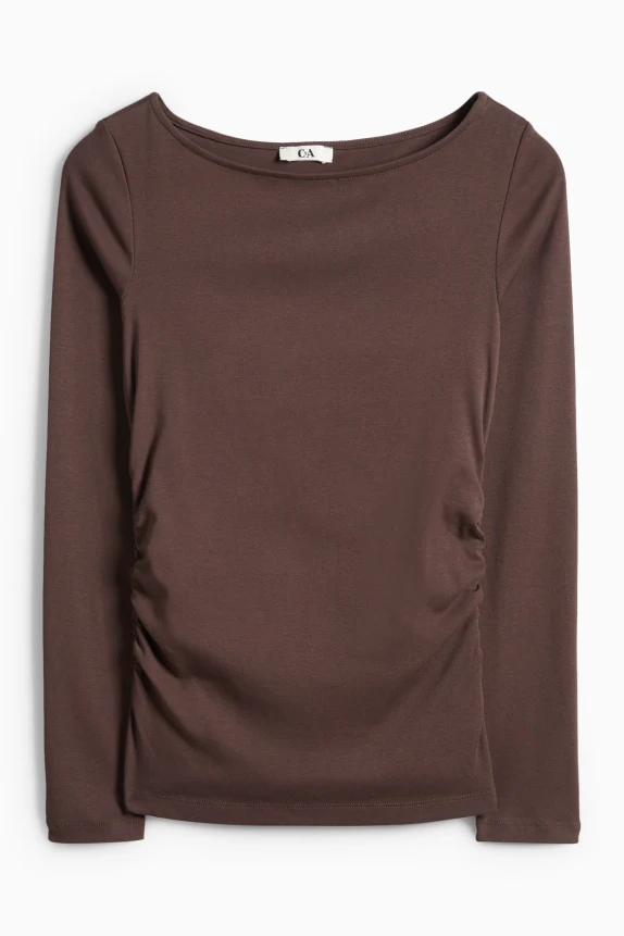 Long sleeve top - slim fit dark brown