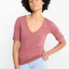 V-neck T-shirt - slim fit dark rose