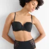 Underwire bra - BALCONETTE - padded black