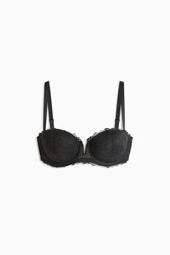 Underwire bra - BALCONETTE - padded black