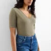 V-neck T-shirt - slim fit dark green