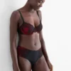 Underwire bra - DEMI - padded bordeaux / black