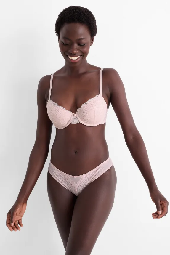 Underwire bra - DEMI - padded rose