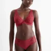 Underwire bra - PLUNGE - padded dark red