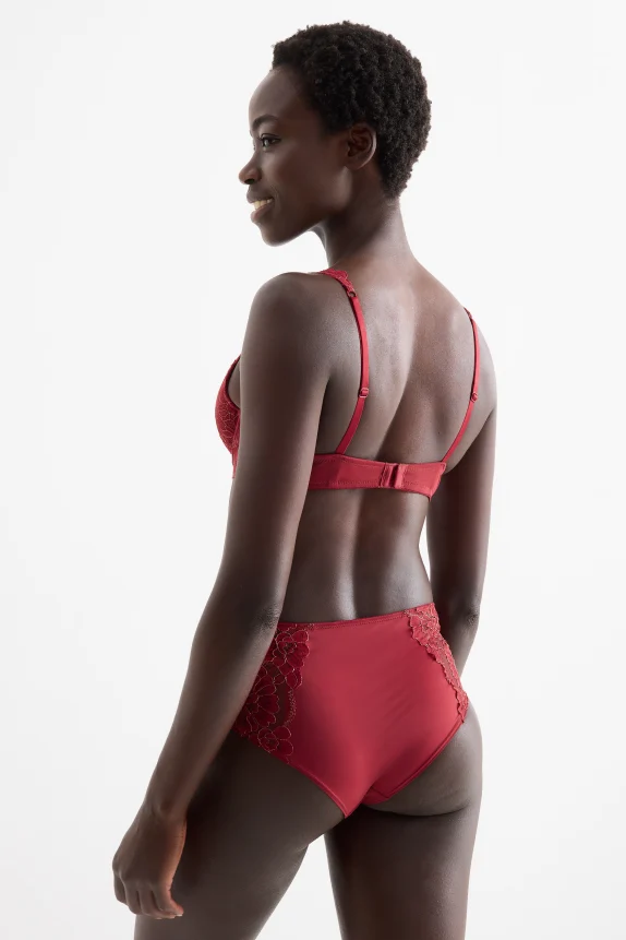 Underwire bra - PLUNGE - padded dark red