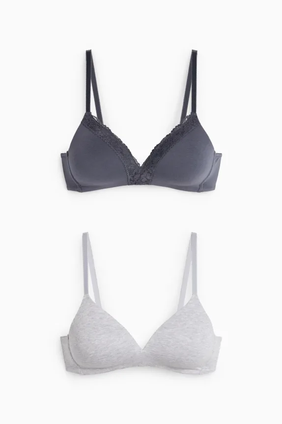 Multipack of 2 - non-wired bra - padded dark blue / gray