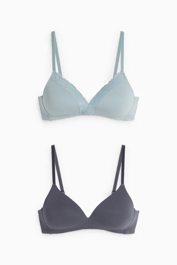 Multipack of 2 - non-wired bra - padded blue / turquoise
