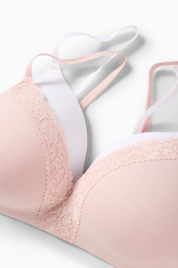 Multipack of 2 - non-wired bra - padded white / rose