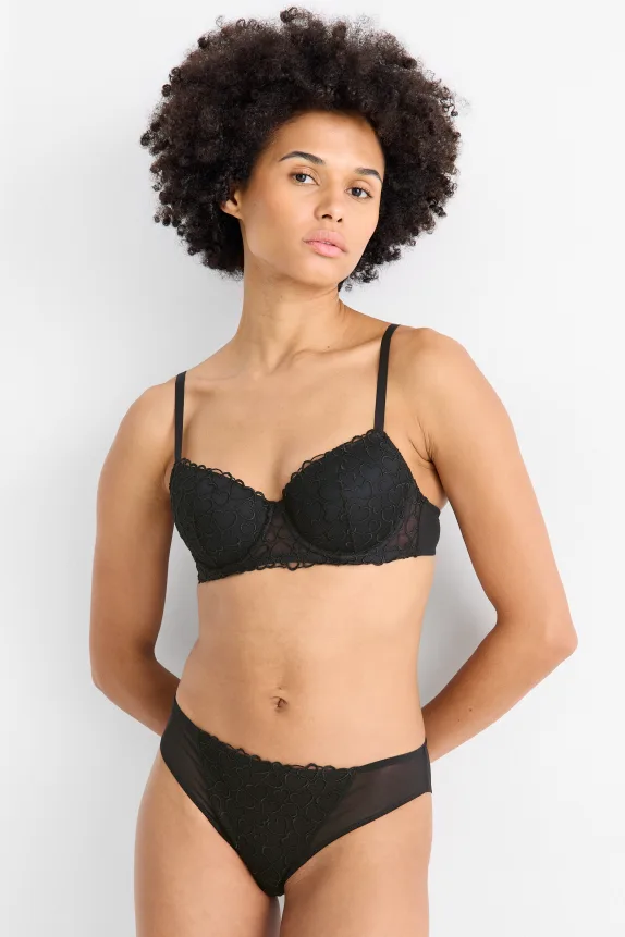 Underwire bra - DEMI - padded black