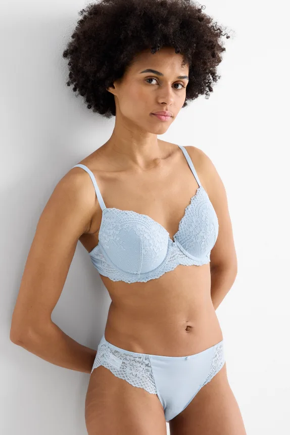 Underwire bra - FULL COVERAGE - padded light blue