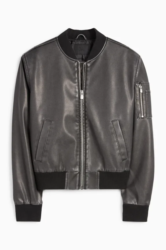 Bomber jacket - faux leather black