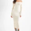Knitted bodycon dress - ribbed cremewhite