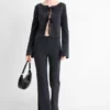 Flared leggings - ribbed black