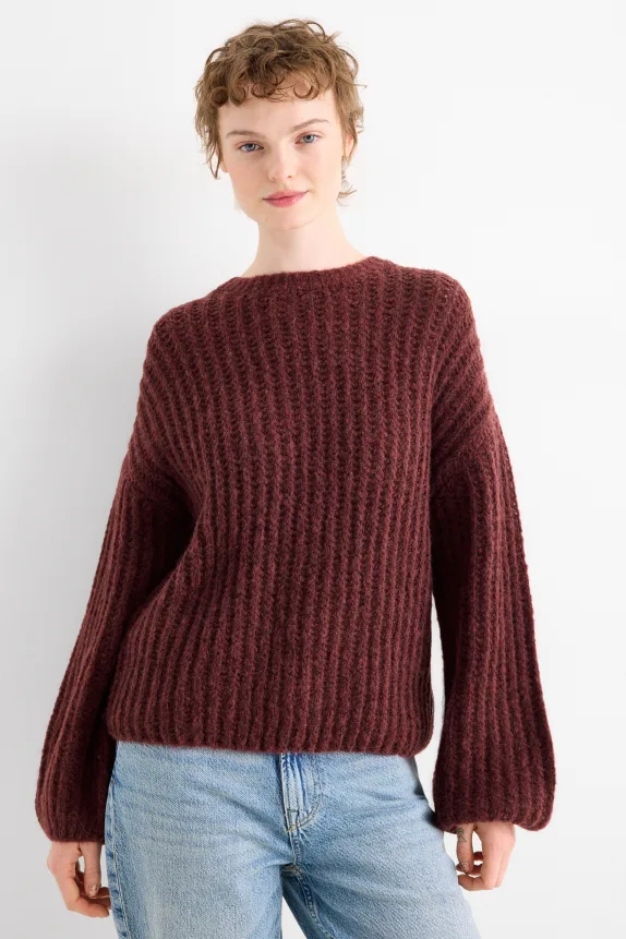 Jumper - ribbed bordeaux