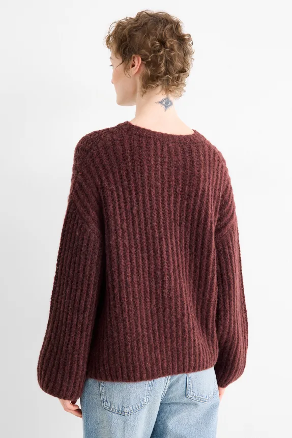 Jumper - ribbed bordeaux