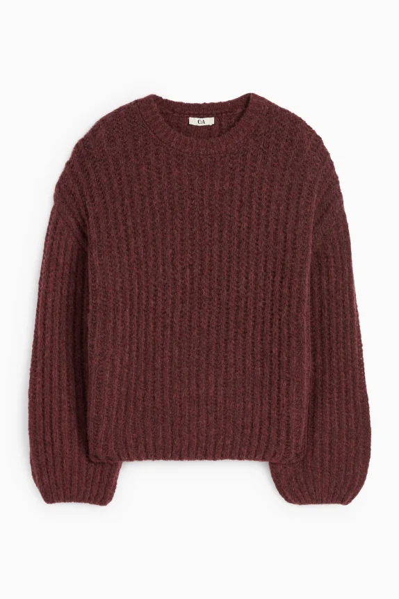 Jumper - ribbed bordeaux