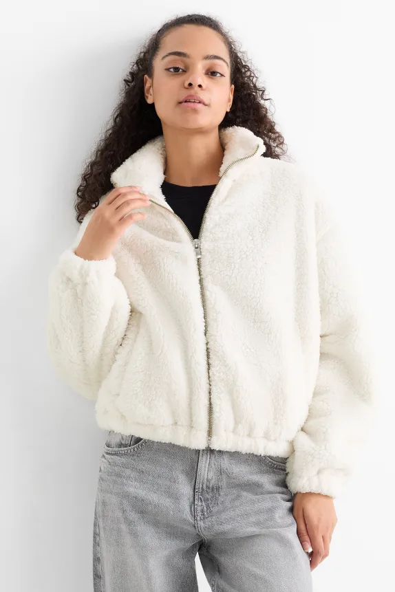 Teddy fur jacket white