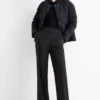 Cloth trousers - mid-rise waist - straight leg black