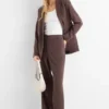 Cloth trousers - mid-rise waist - straight leg dark brown