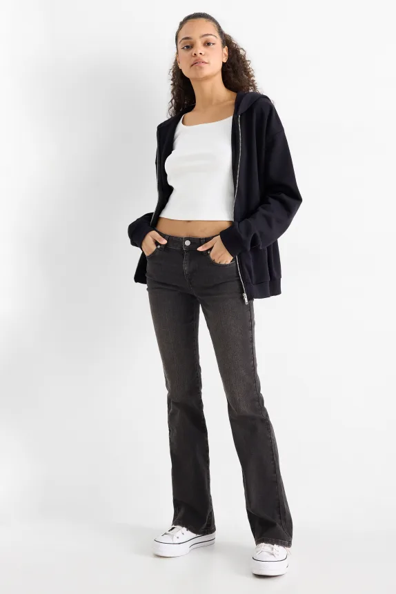 Bootcut jeans - low-rise waist denim-dark gray