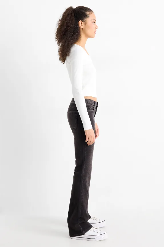 Bootcut jeans - low-rise waist denim-dark gray