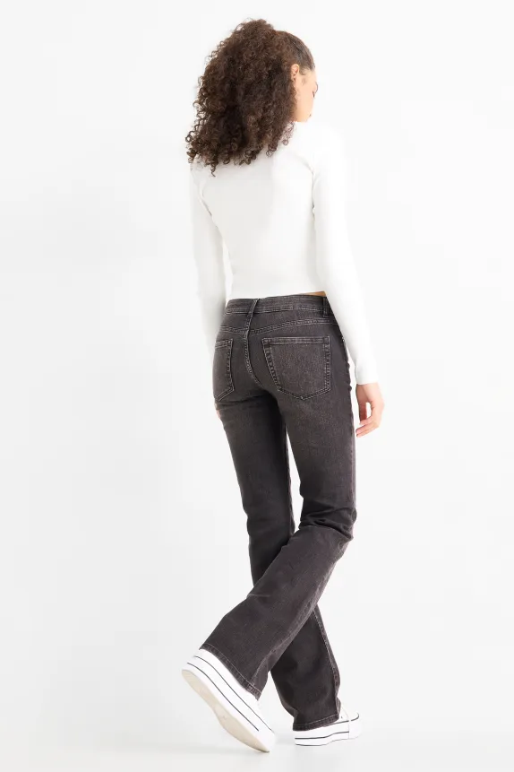 Bootcut jeans - low-rise waist denim-dark gray