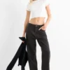 Baggy jeans - mid-rise waist denim-dark gray