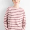 Long sleeve top - oversized - striped rose