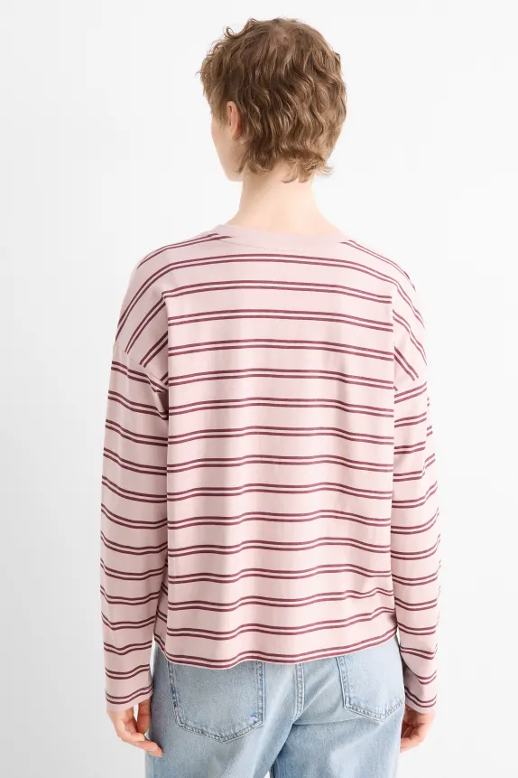 Long sleeve top - oversized - striped rose