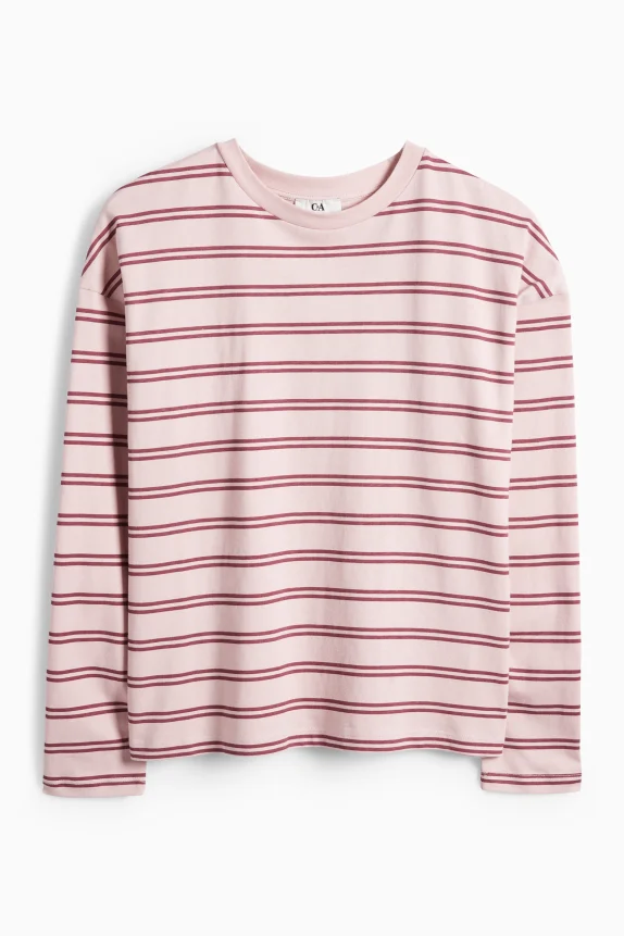 Long sleeve top - oversized - striped rose