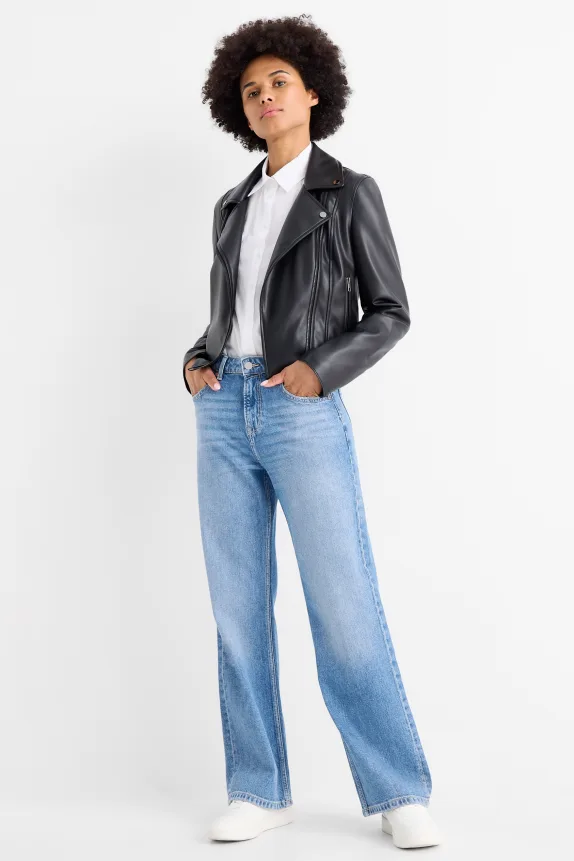 Baggy jeans - mid-rise waist denim-light blue