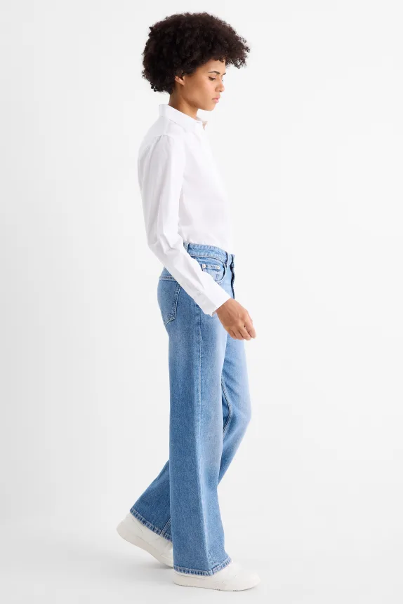 Baggy jeans - mid-rise waist denim-light blue