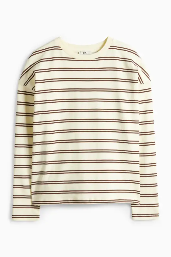 Long sleeve top - oversized - striped light yellow