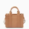 Small shopper with detachable bag strap - faux leather light brown