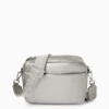 Crossbody bag with detachable bag strap - faux leather silver