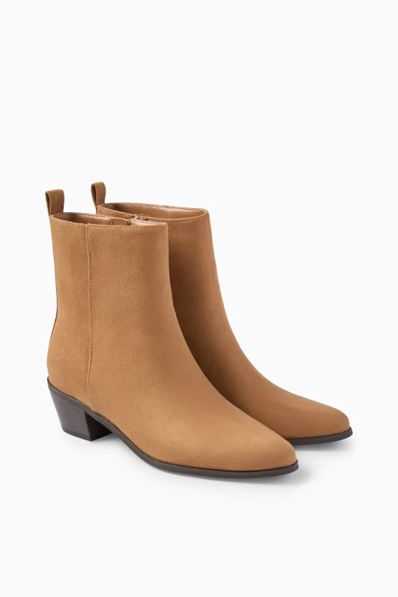 Ankle boots - faux suede light brown