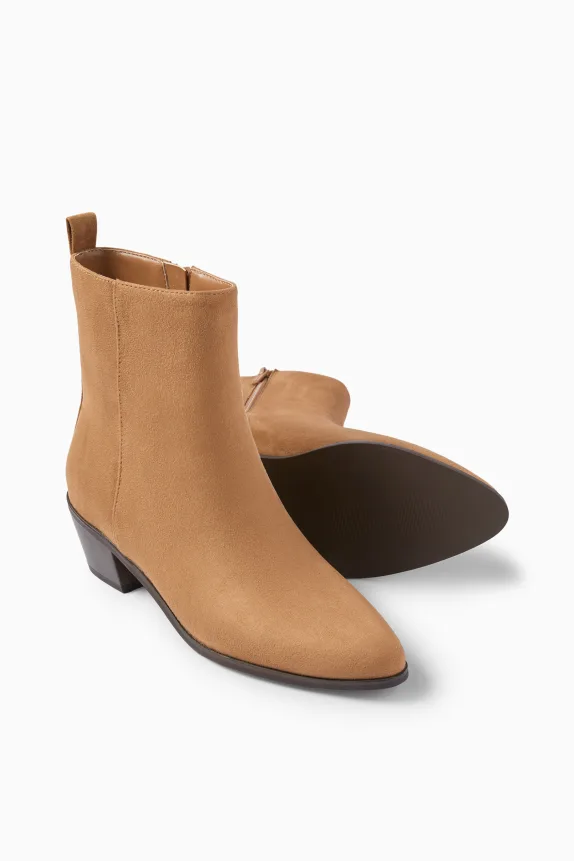 Ankle boots - faux suede light brown
