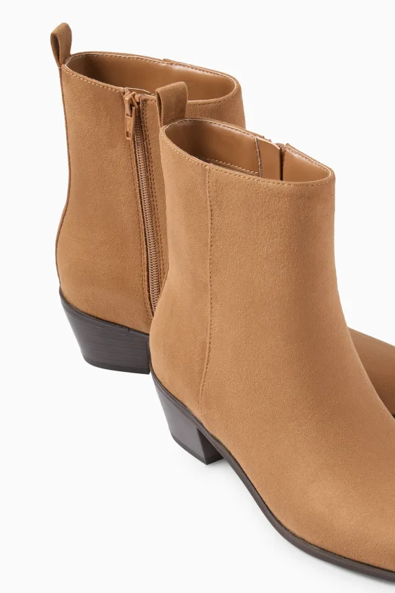Ankle boots - faux suede light brown