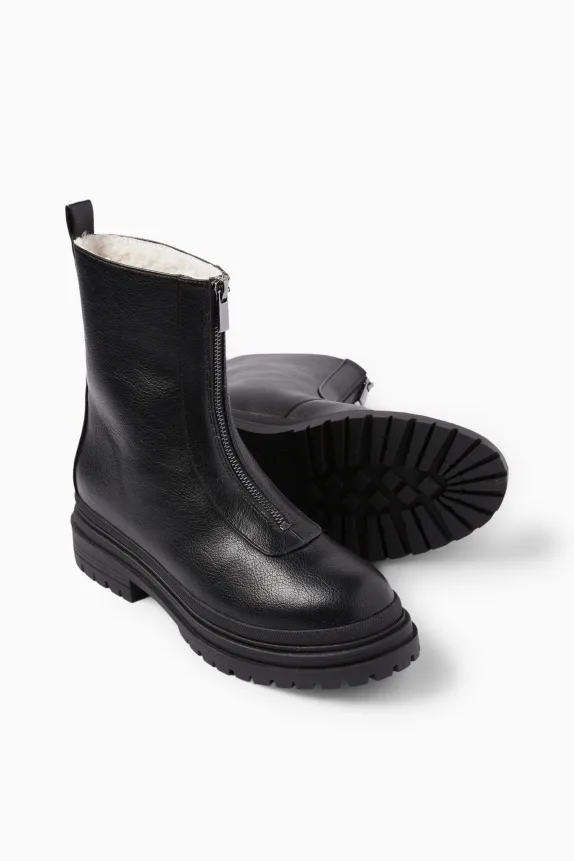 Ankle boots - faux leather black