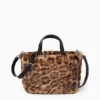 Small faux fur shopper with detachable bag strap black / beige